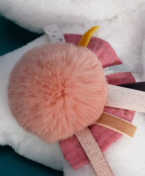 Gift Set Soft Toy Bunny with Dark Pink Pom Pom