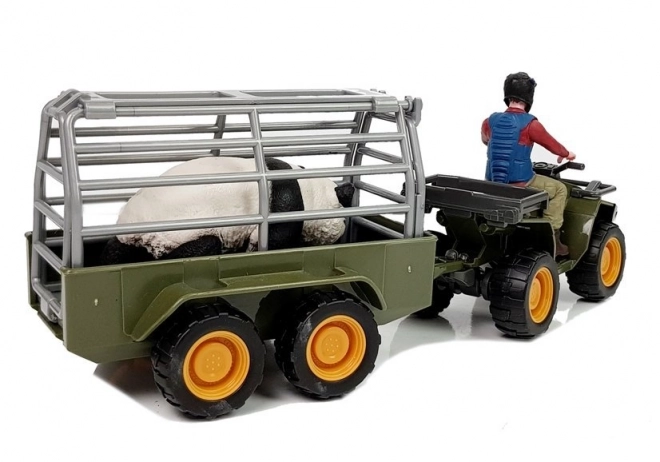 Quad with Trailer Panda Figure Transporter