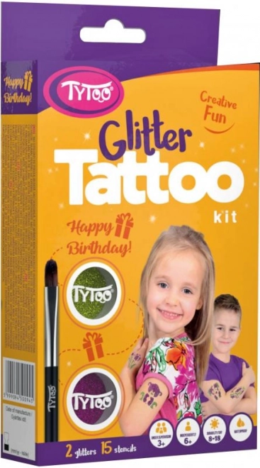 Happy Birthday Glitter Tattoo Set