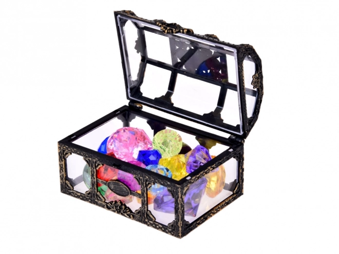 Treasure Chest with Colorful Crystals