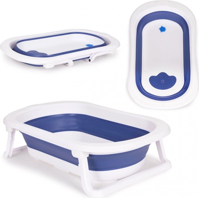 EcoToys Foldable Baby Bathtub with Drain - Blue