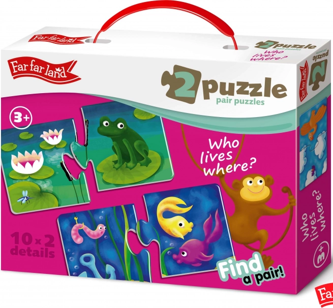 Far Far Land Puzzle dopasowujące domki zwierząt