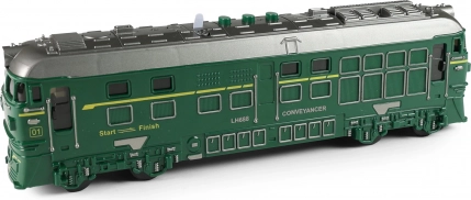 Groene locomotief met geluid, licht en projector