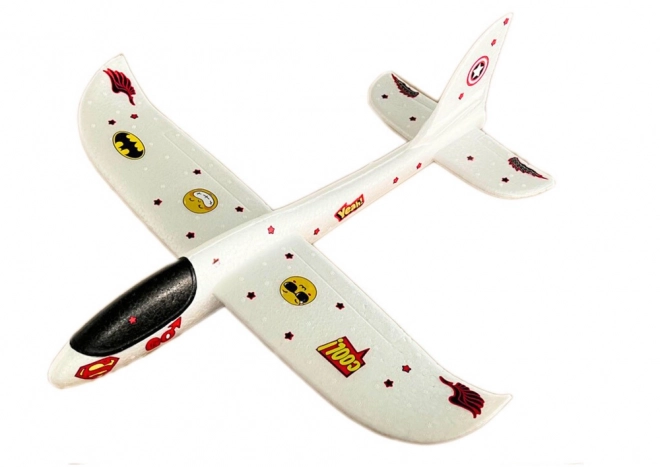 Lightweight White Foam Glider with Stickers