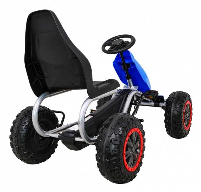 Large Pedal Go-Kart Strong for Children Blue + 100 kg Capacity + EVA Wheels + Hand Brake + Sports Seat