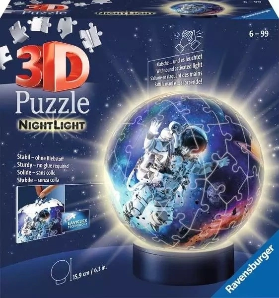 3D Glowing Astronaut Sphere Puzzle