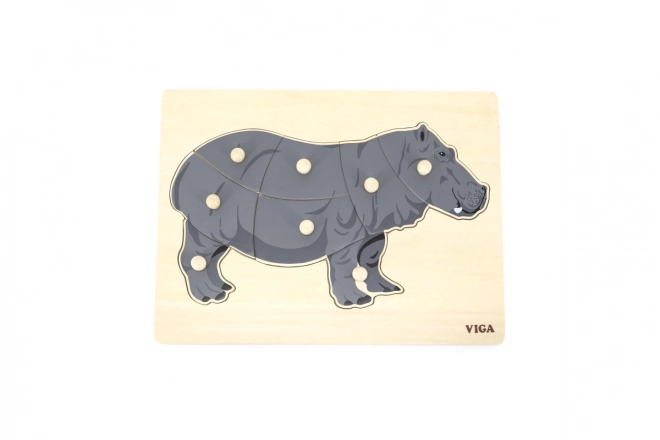 Wooden Montessori Puzzle - Hippo