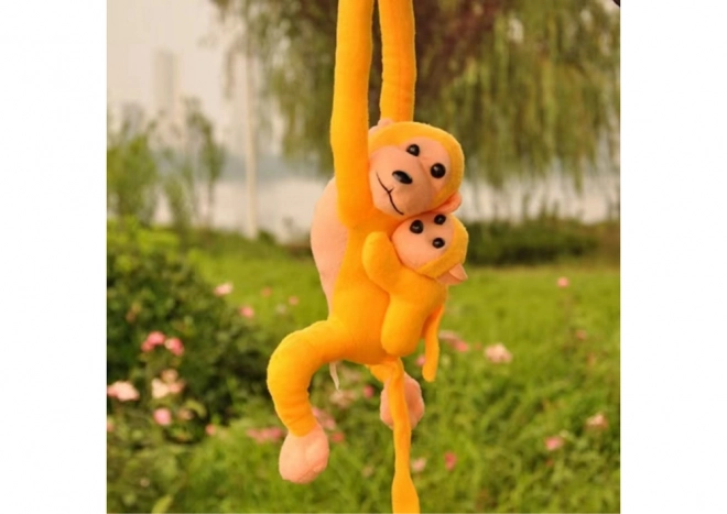 Yellow Plush Monkey with Baby 90 cm