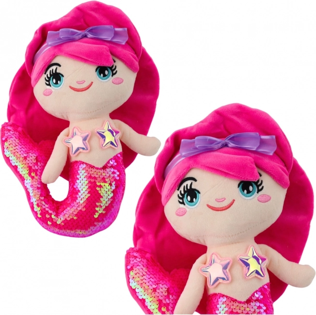 Plüsch Meerjungfrau mit Paillettenflosse in kräftigem Pink 28 cm