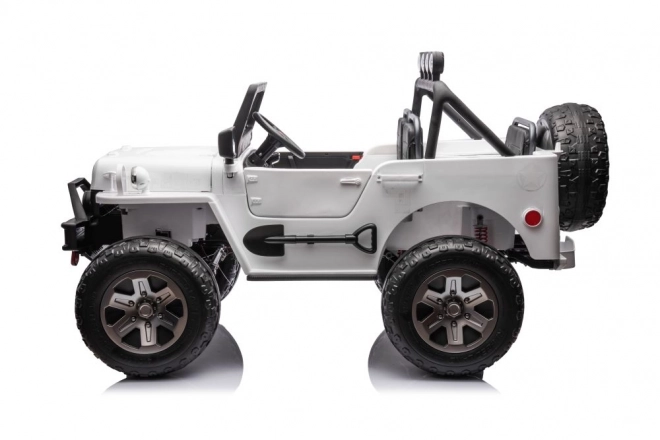 Battery-Powered White 4x4 Ride-On Car