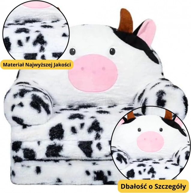 Children's Foldable Armchair Skin 3-Level Black and White