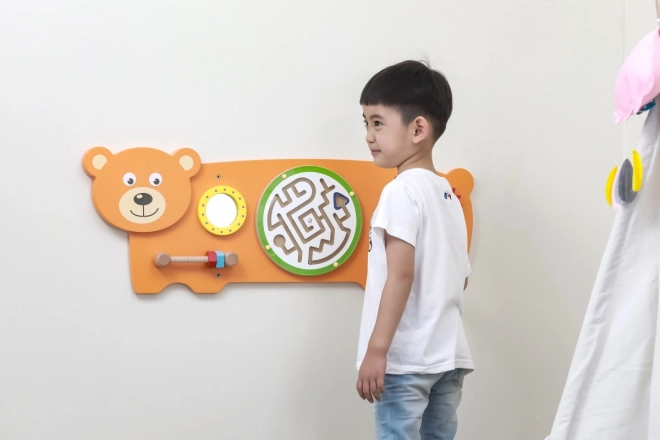 Wooden Wall Game with Bear Motif