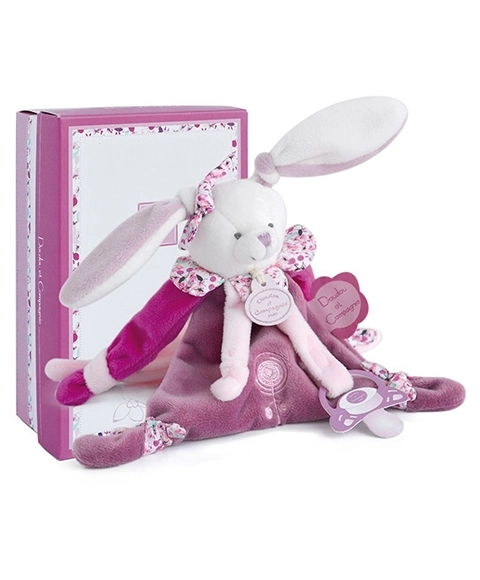 Doudou Rabbit Toy with Pacifier Holder