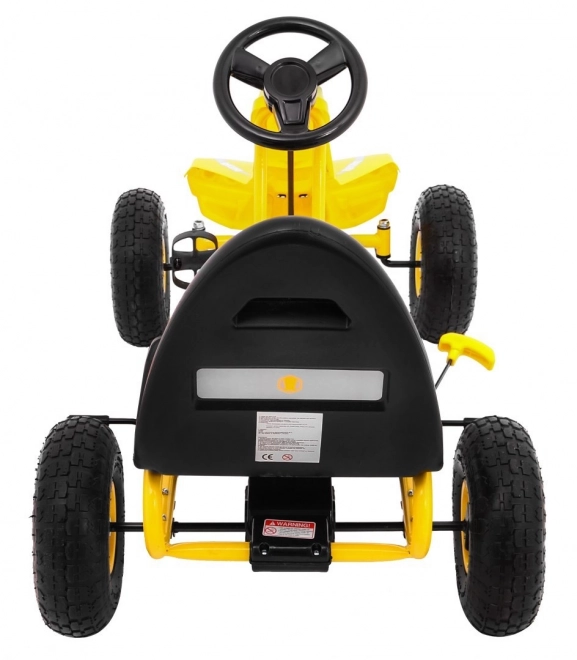 Pedal Go-Kart Champion for Kids 3+ Yellow with Inflatable Tires, Adjustable Seat and Hand Brake