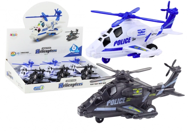 Police Helicopter with Friction Drive, Light, and Sound