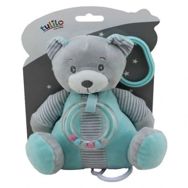 Wind-Up Music Box Plush Bear 18x17cm Green on Card in Bag 0+