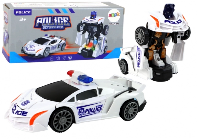 2-in-1 Police Car Robot White Transformation Toy