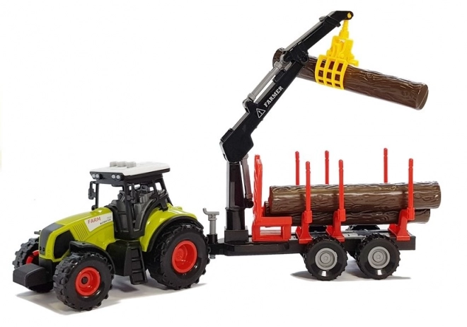 Forestry Tractor with Trailer and Crane for Wood