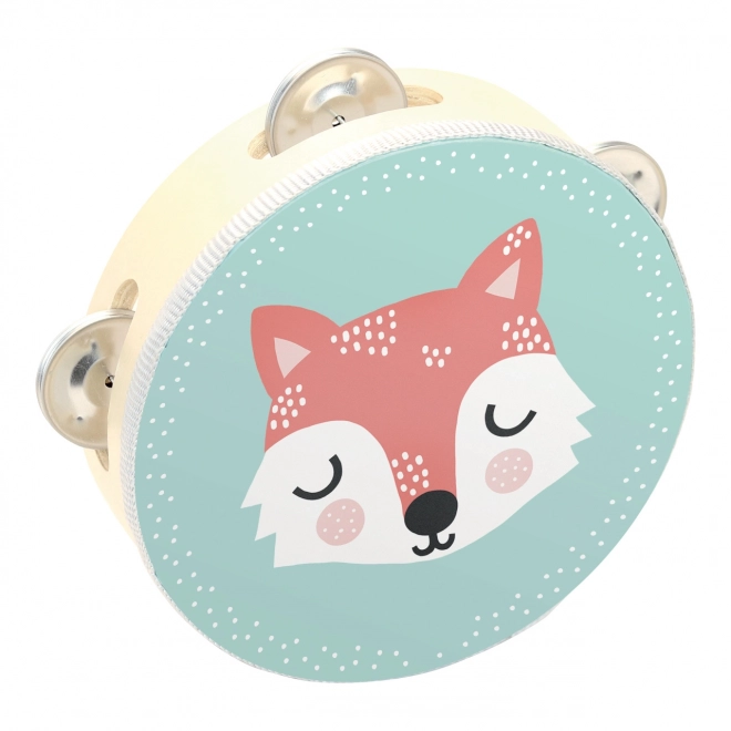 Vilac Wooden Tambourine with Fox Illustration by Michelle Carlslund