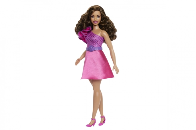 Barbie Model in Shiny Dress with Ruffle