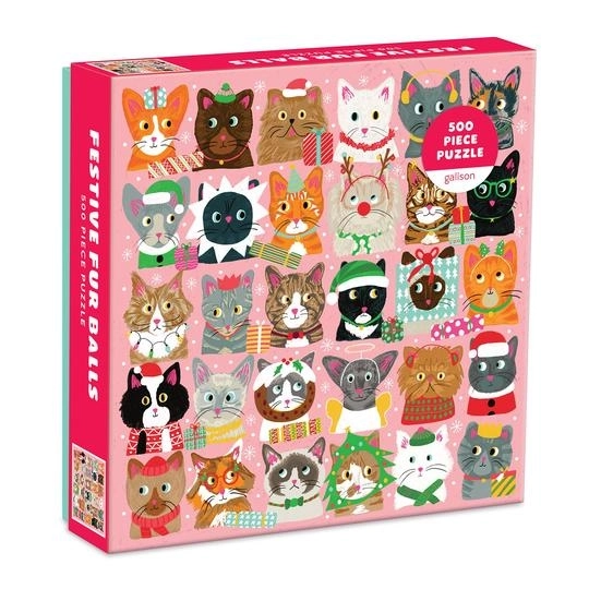 Galison Festive Cats Puzzle 500 Pieces