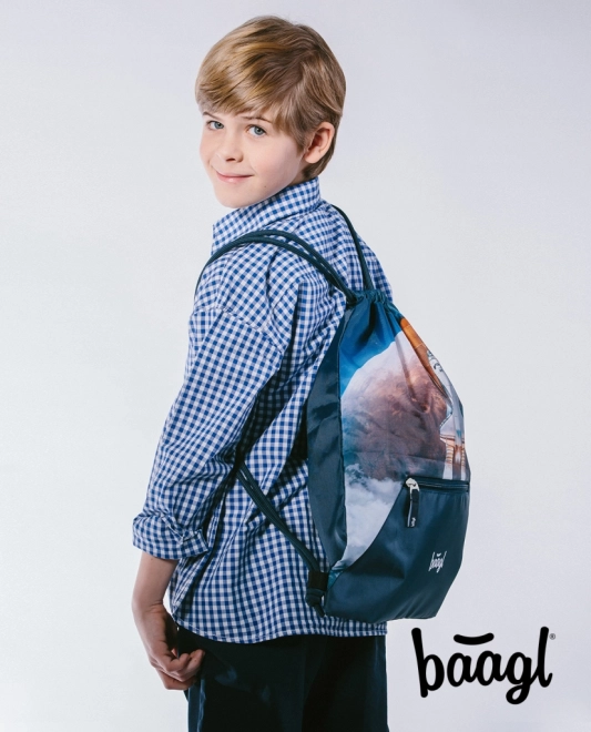 Baagl Drawstring Bag with Pocket Space Shuttle