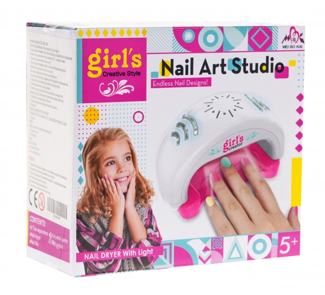 Children's Nail Painting Kit with Accessories and Interactive Dryer