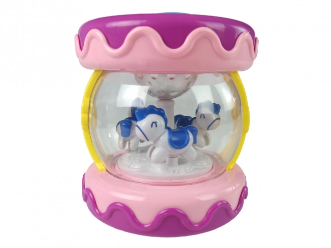 Interactive Musical Drum with Carousel Pink