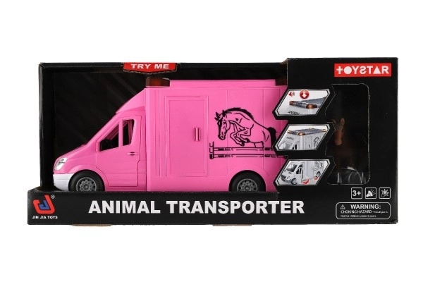 Jouet transporteur de chevaux rose avec effets