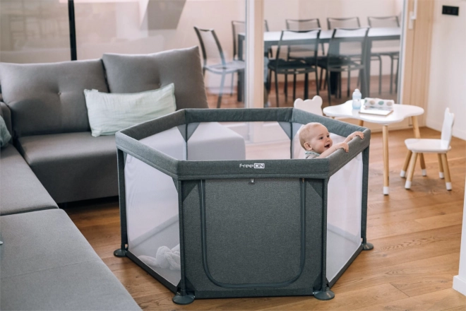 Hexagon Playpen Melange Grey