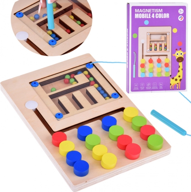 Giocattolo Montessori Magnetico in Legno con Sfere