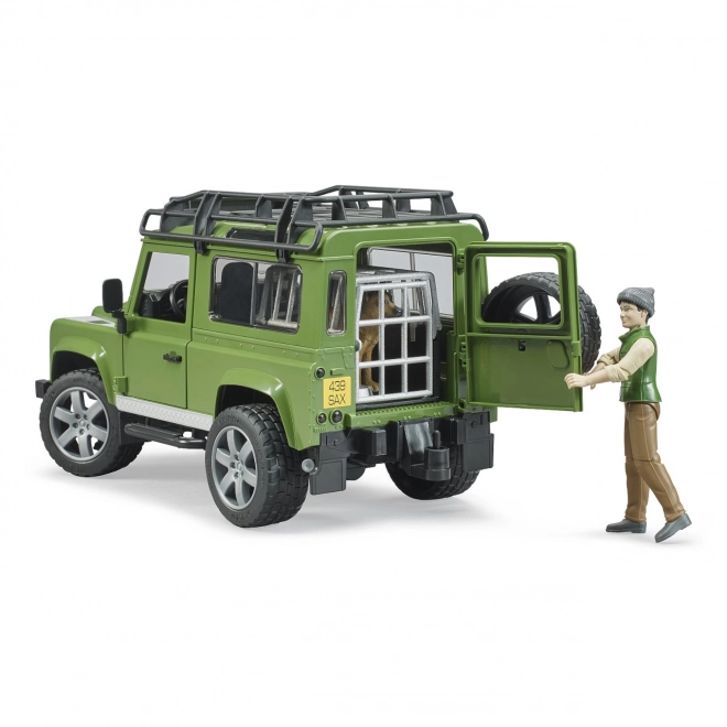 Bruder Land Rover Defender with Ranger Figure and German Shepherd