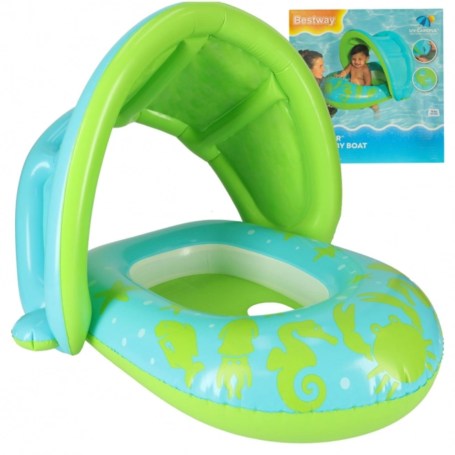 Inflatable Baby Swim Ring with Canopy in Green by Bestway