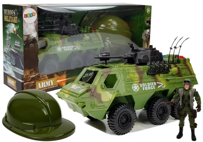 Military Vehicle Toy Set with Soldier and Helmet