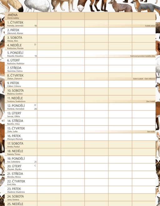 Family Planning Calendar Animalium 2026