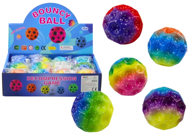 Colorful Illuminated Bouncing and Squeezing Ball with Indentations 7cm