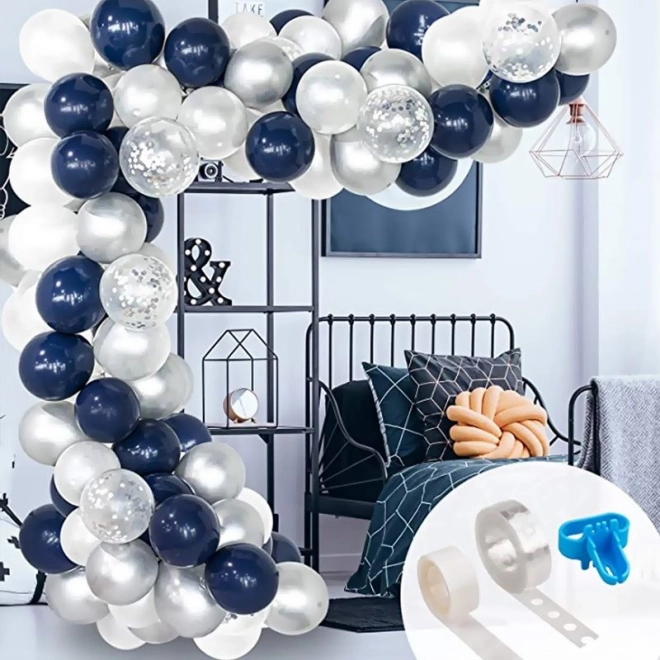 Navy Blue and White Balloon Garland