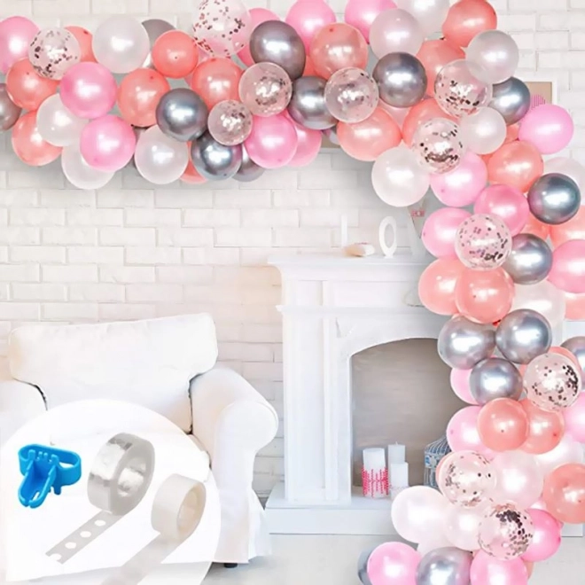 Balloon Garland in White and Pink