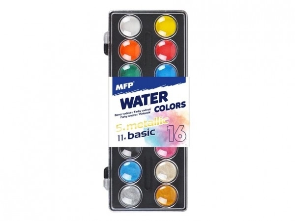 16 Piece Watercolor Paint Set in Plastic Box