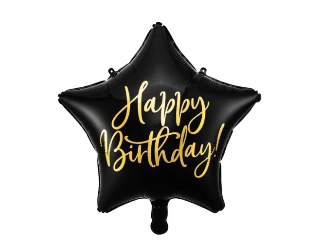 Birthday Foil Balloon Star Happy Birthday Black 40cm