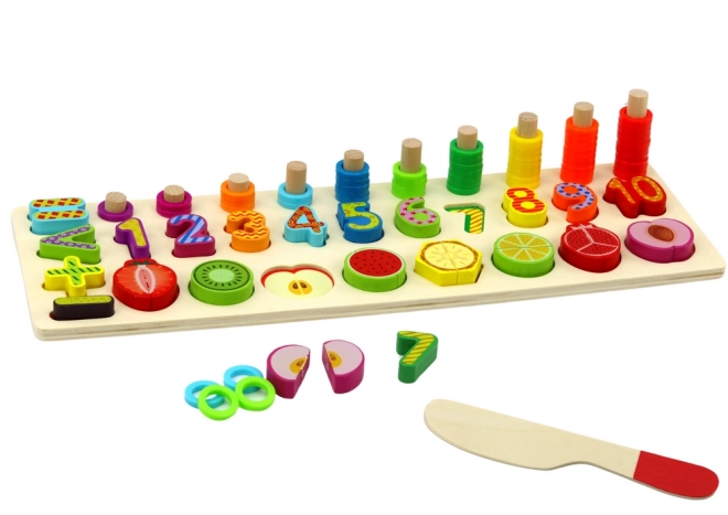 Educational Wooden Sorting Board for Math Learning with Fruits