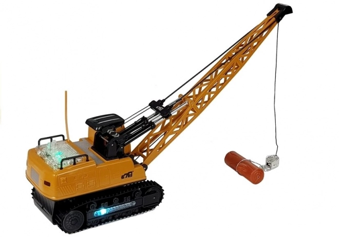 Remote Controlled Construction Crane with Movable Arm and Lights - Yellow