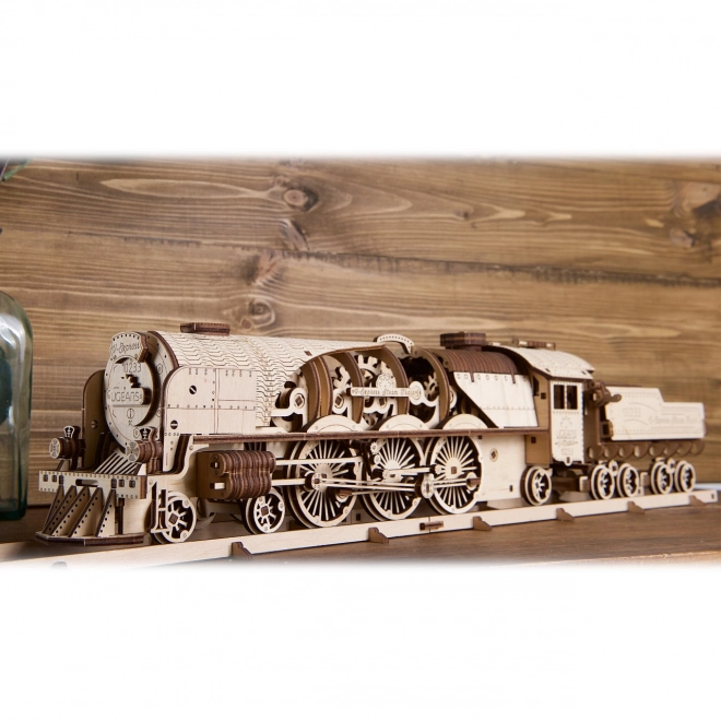 Ugears 3D Wooden Mechanical Puzzle Steam Locomotive V-Express 4-6-2 with Tender