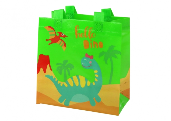 Gift Bag with Dinosaur Motif Green