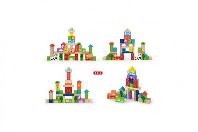 Wooden Building Blocks Farm Set