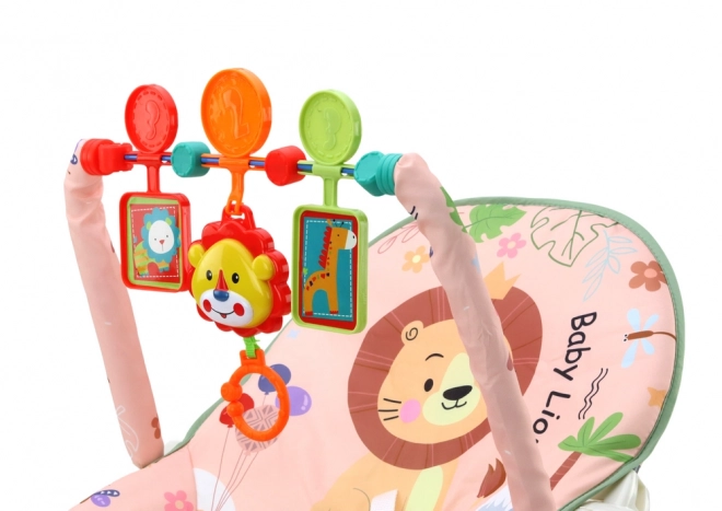 Pink Baby Bouncer with Lion Theme and Vibrations