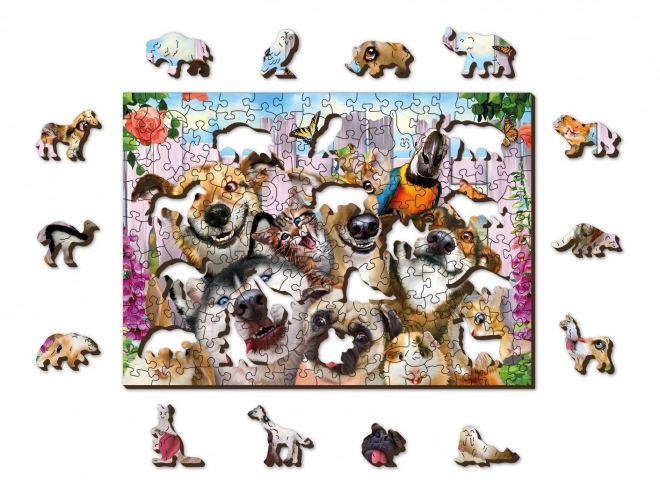 Wooden Puzzle Crazy Pets 2-in-1