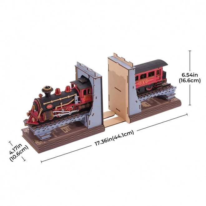 Wooden Steampunk Train Bookend 3D Puzzle