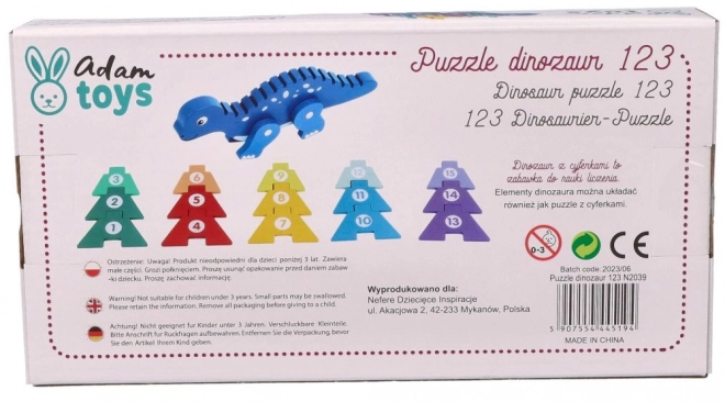 Wooden Dinosaur with Number Puzzles