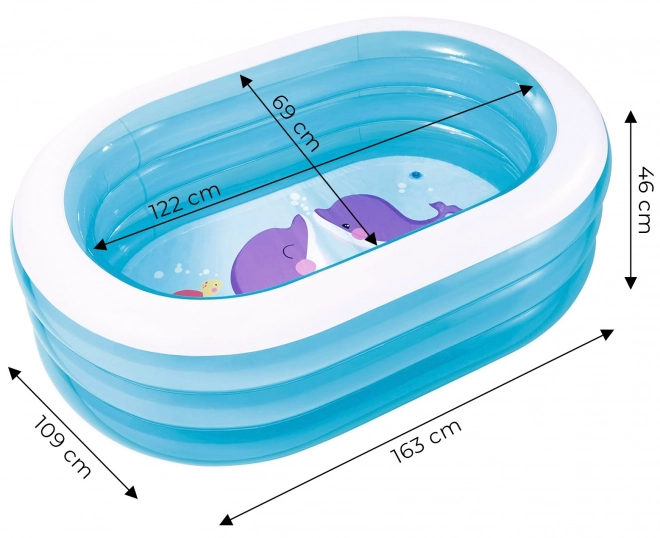 Inflatable oval children's pool for the garden